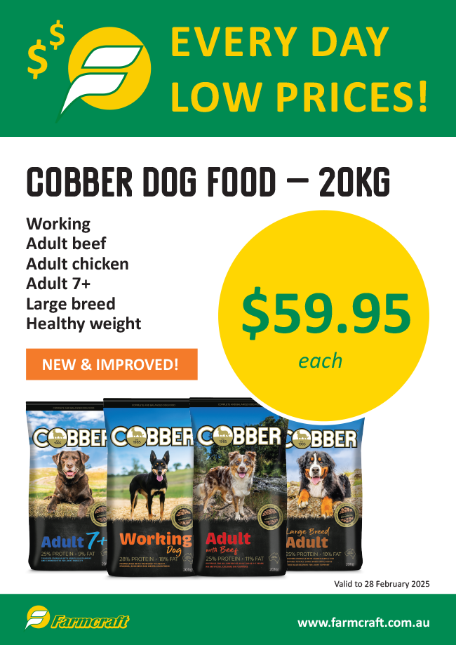 Everyday low price on Cobber dog food 20kg